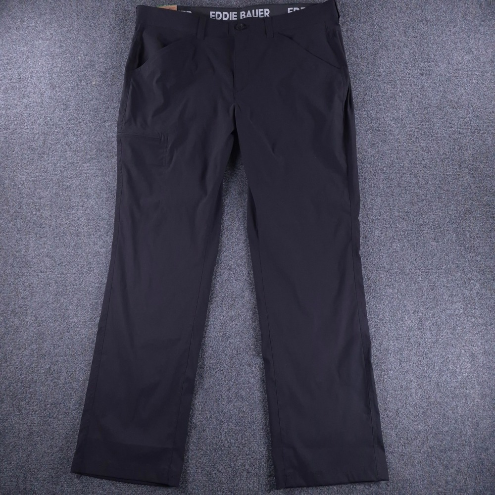 Eddie Bauer Rainier Tech Pants Mens 38x32 Black 1792102 Straight Leg Outdoor New